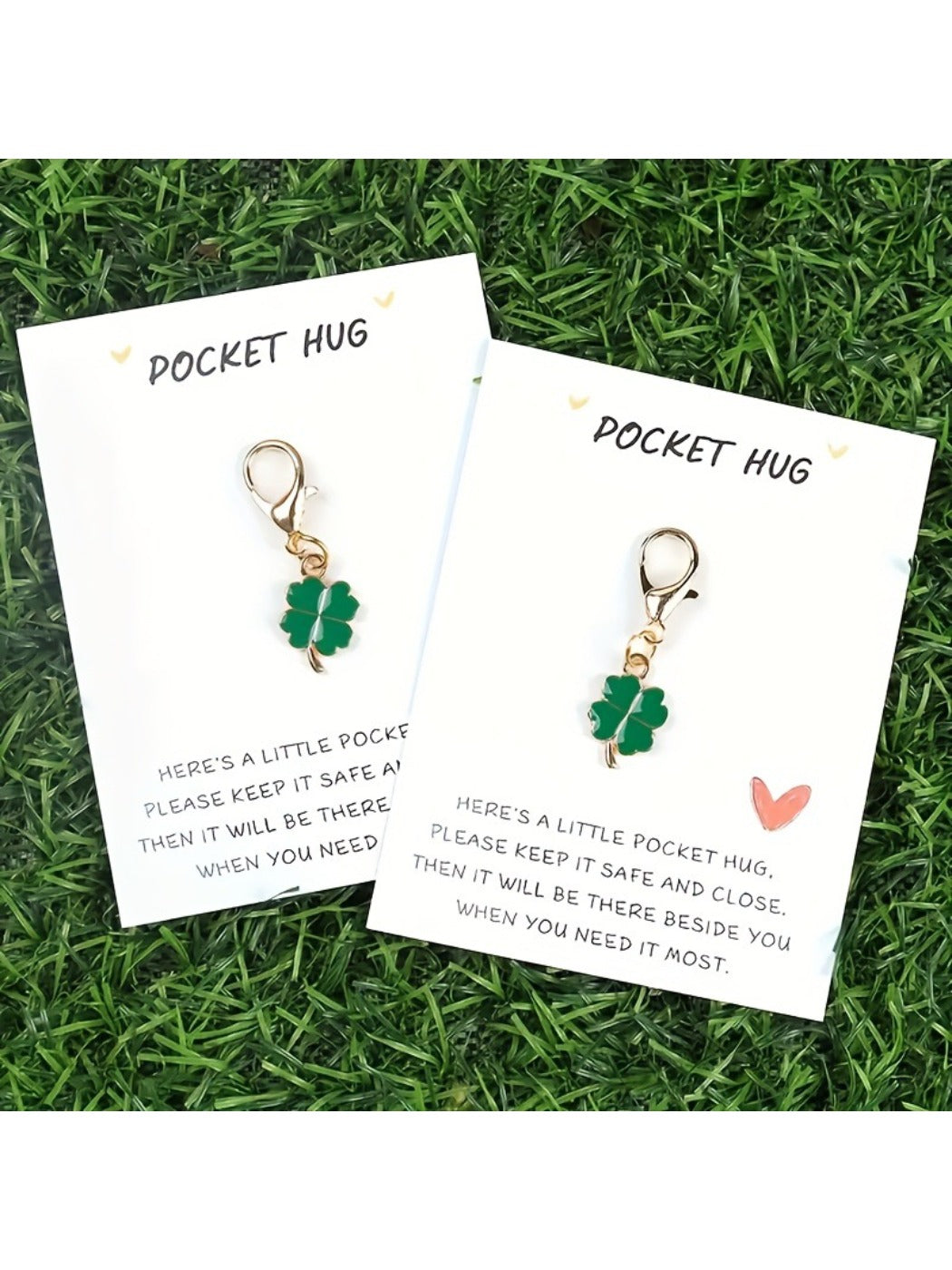 Taphug Lucky Clover Keychain held in hand showing size and clover charm details