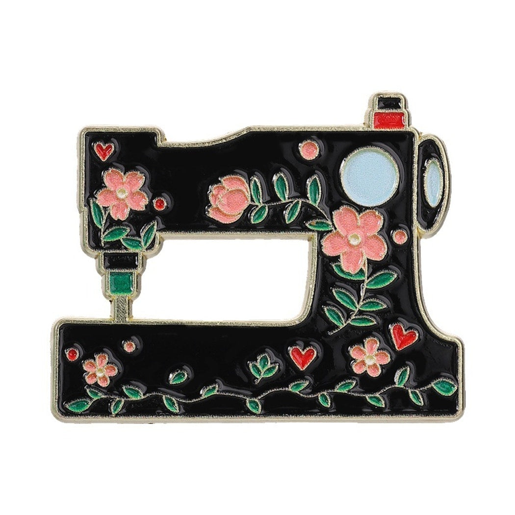 Pinori - Retro Black and White Sewing Machine Brooch