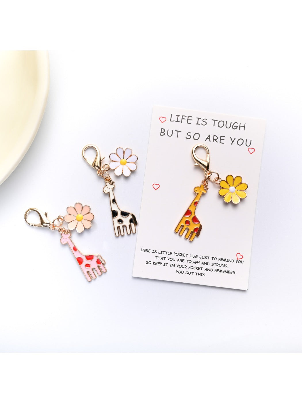 Taphug - Daisy Giraffe Keychain Life Is Tough But So Are You