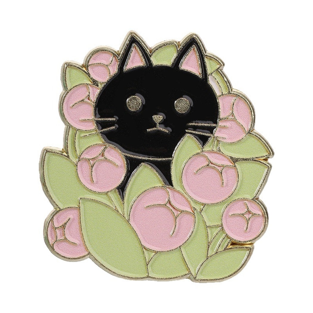Pinori - Floral Cartoon Cat Outfit Accent Brooch