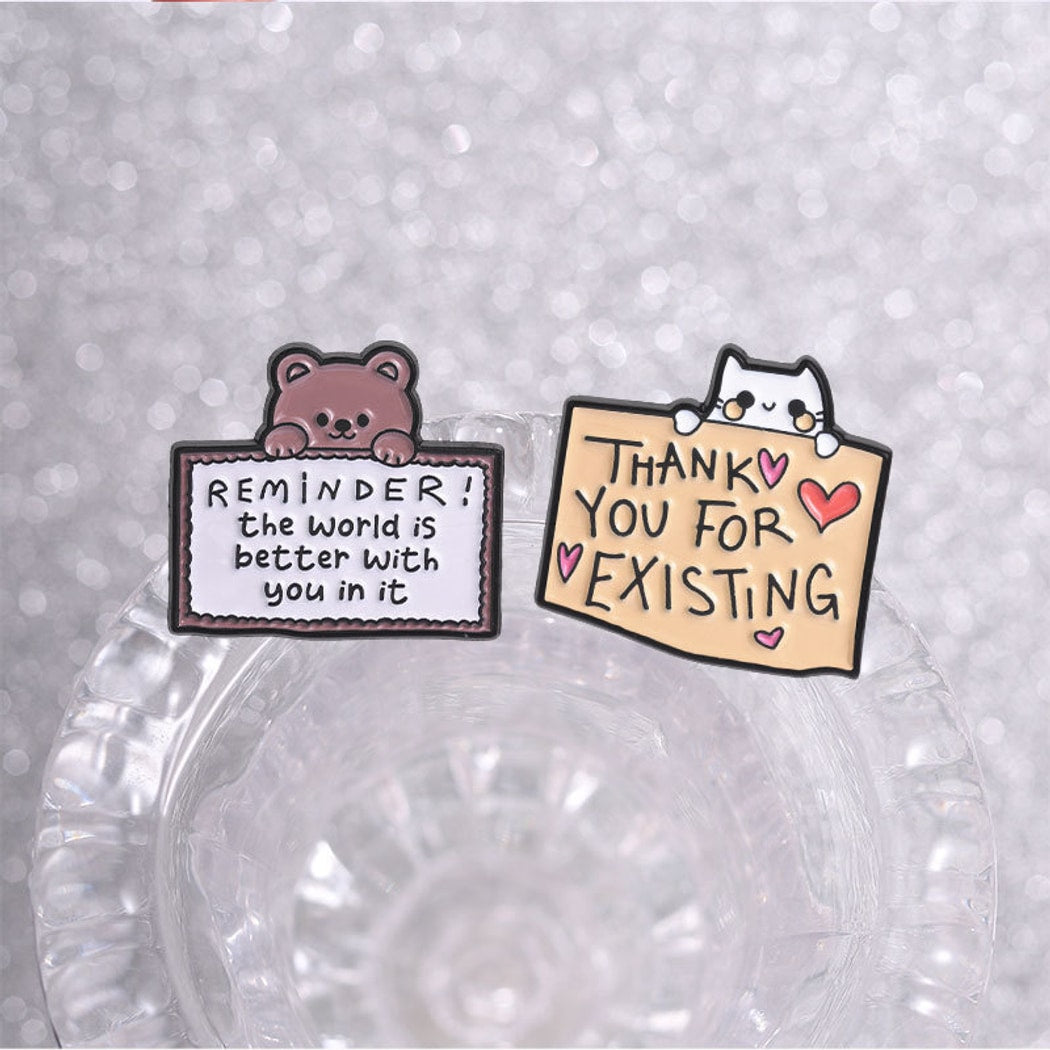 Pinori - Cute Animal Slogan Decorative Brooch