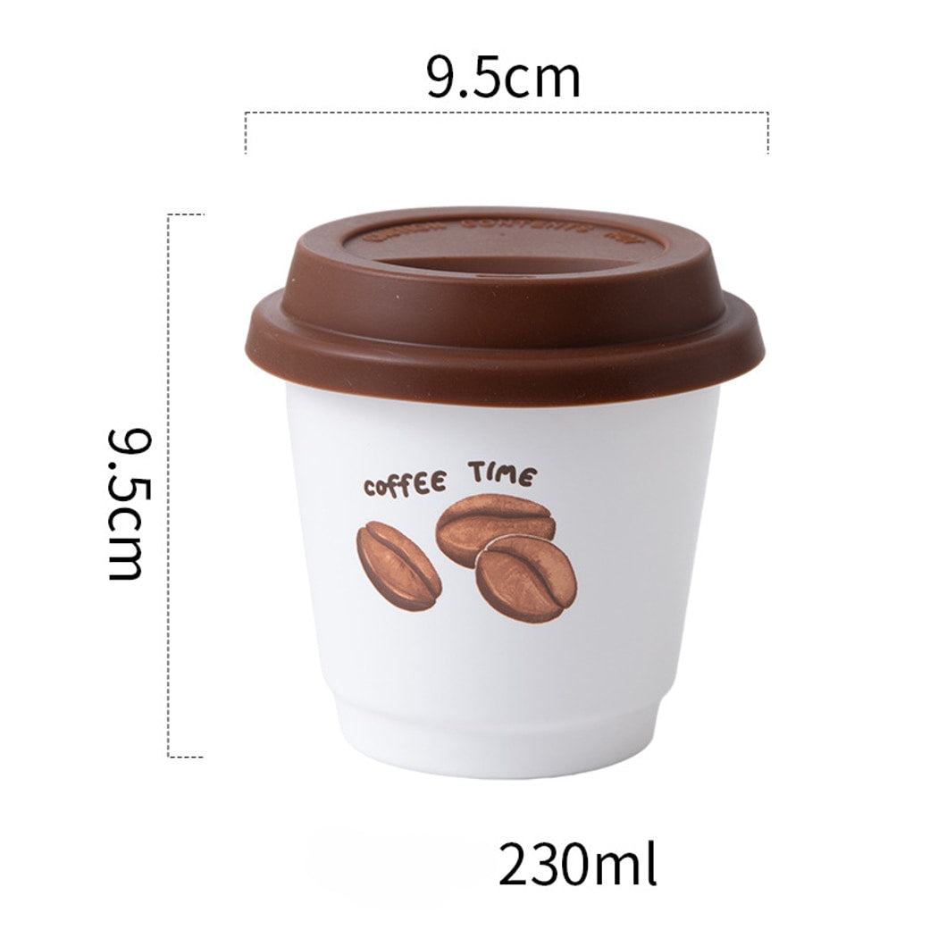 Mivora - Coffee Bean Print Lidded Round Coffee Cup