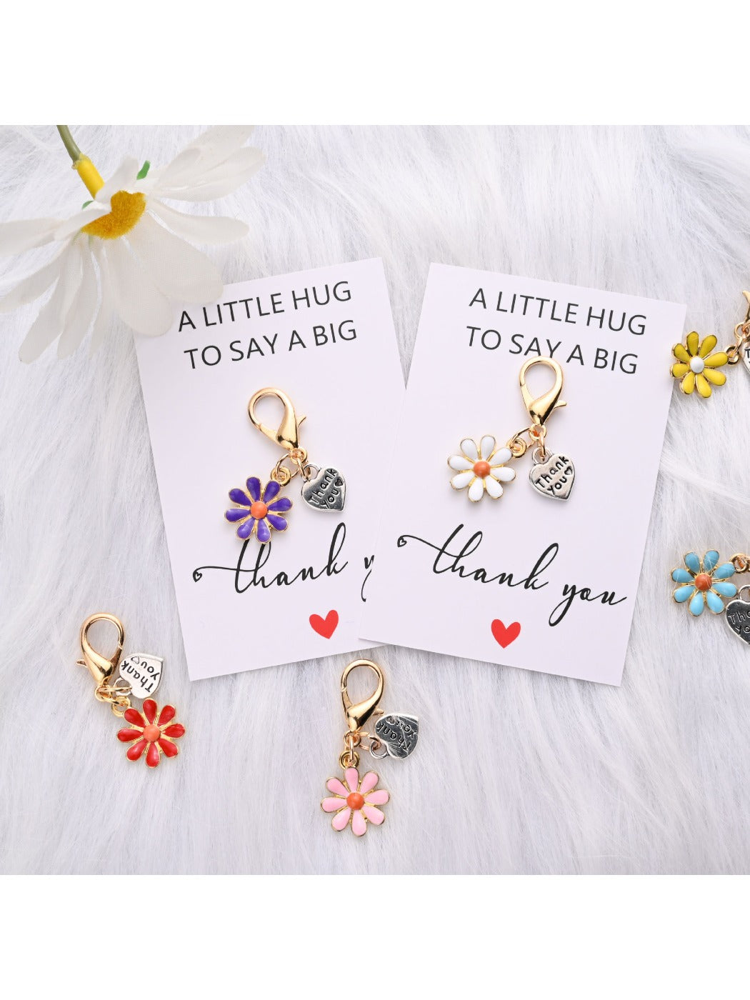 Taphug - Heart Flower Thank You Keychain