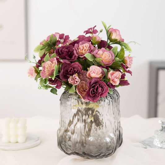 Roselle - Sunset-hued Style Artificial Rose Bouquet