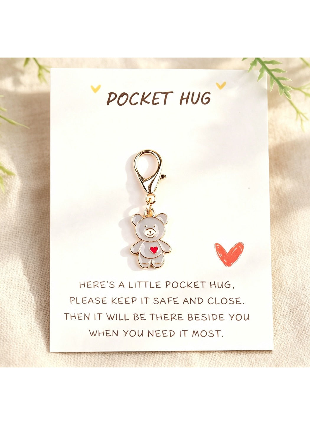Taphug  - Alloy Pocket Hug Card Heart Bear Keychain