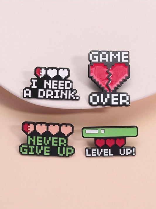 Pinori - Heart Shaped Game Life Bar Brooch