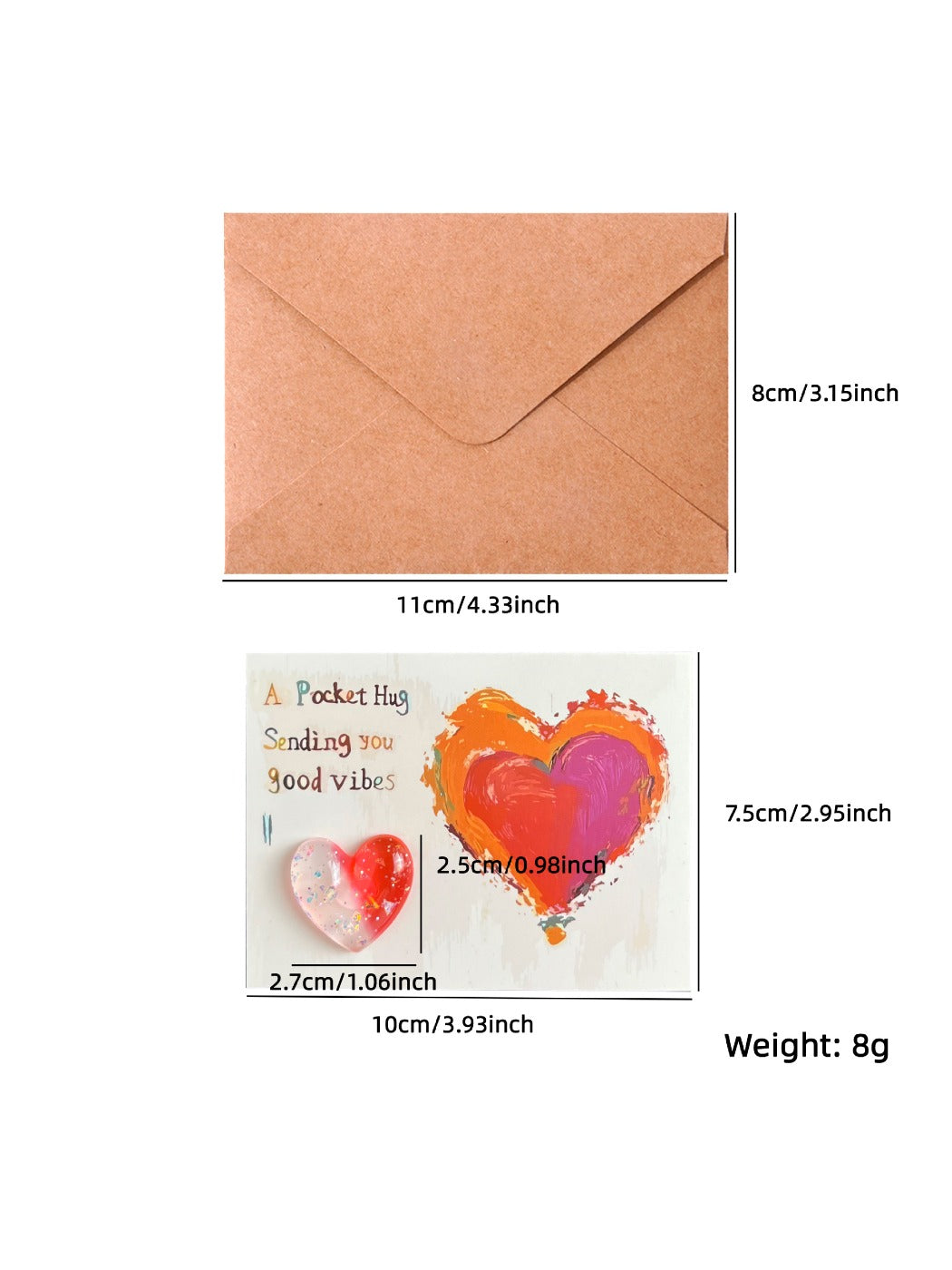 Taphug - Pocket Hug Gradient Glitter Heart pocket hug card and keepsake token view 5