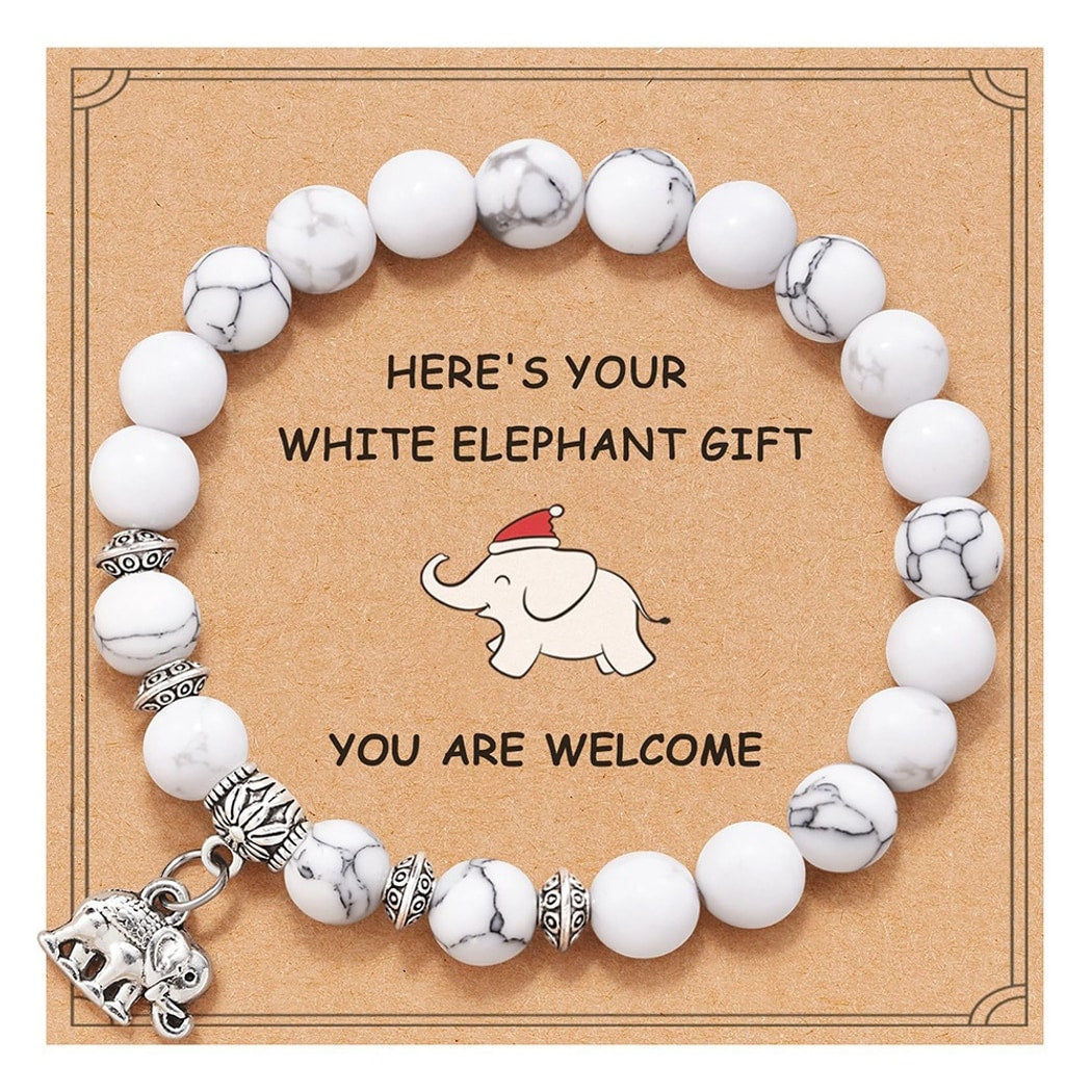 Emora - Simple Elephant Charm Round Beaded Bracelet