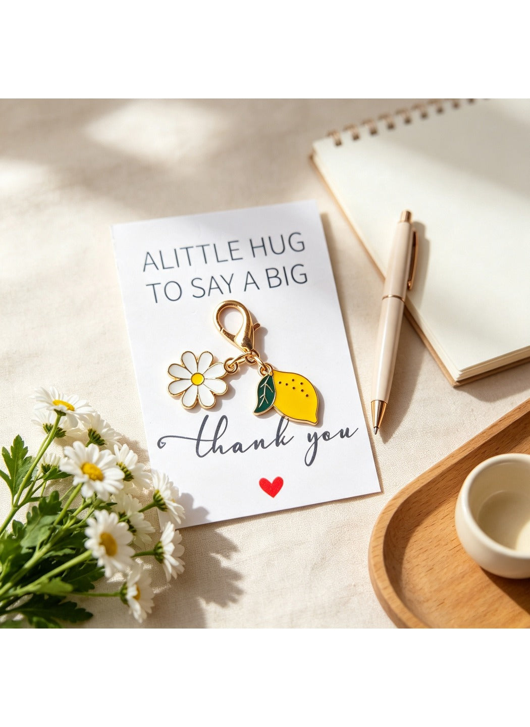 Taphug  - Alloy Pocket Hug Card Daisy Lemon Keychain