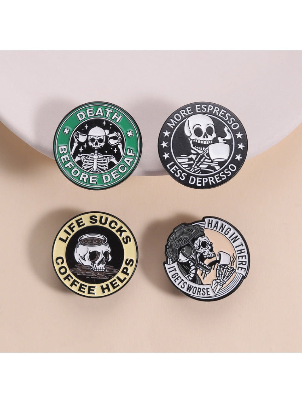 Pinori - Gothic Skull Coffee Brooch