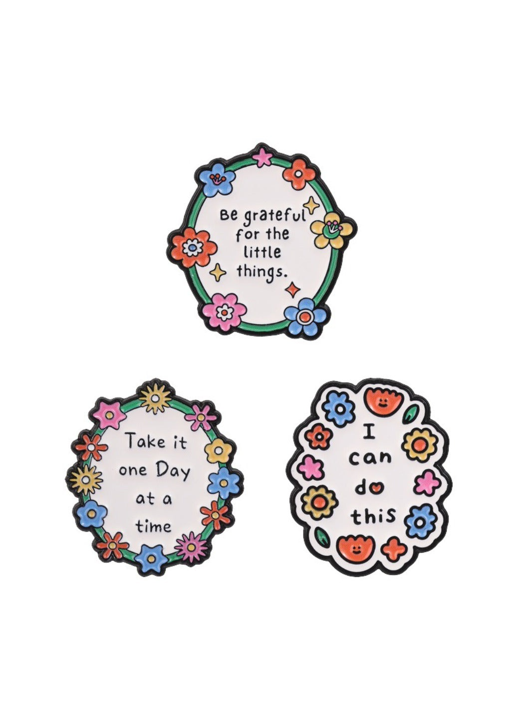 Pinori - Wreath Brooch Badge, Cute Cartoon Flower Wreath Pin