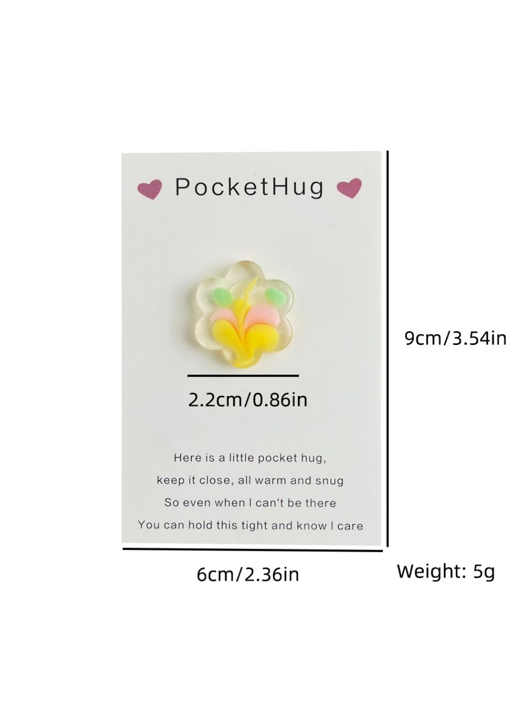 Taphug - Pocket Hug Colorful Resin Flower pocket hug card and keepsake token view 5