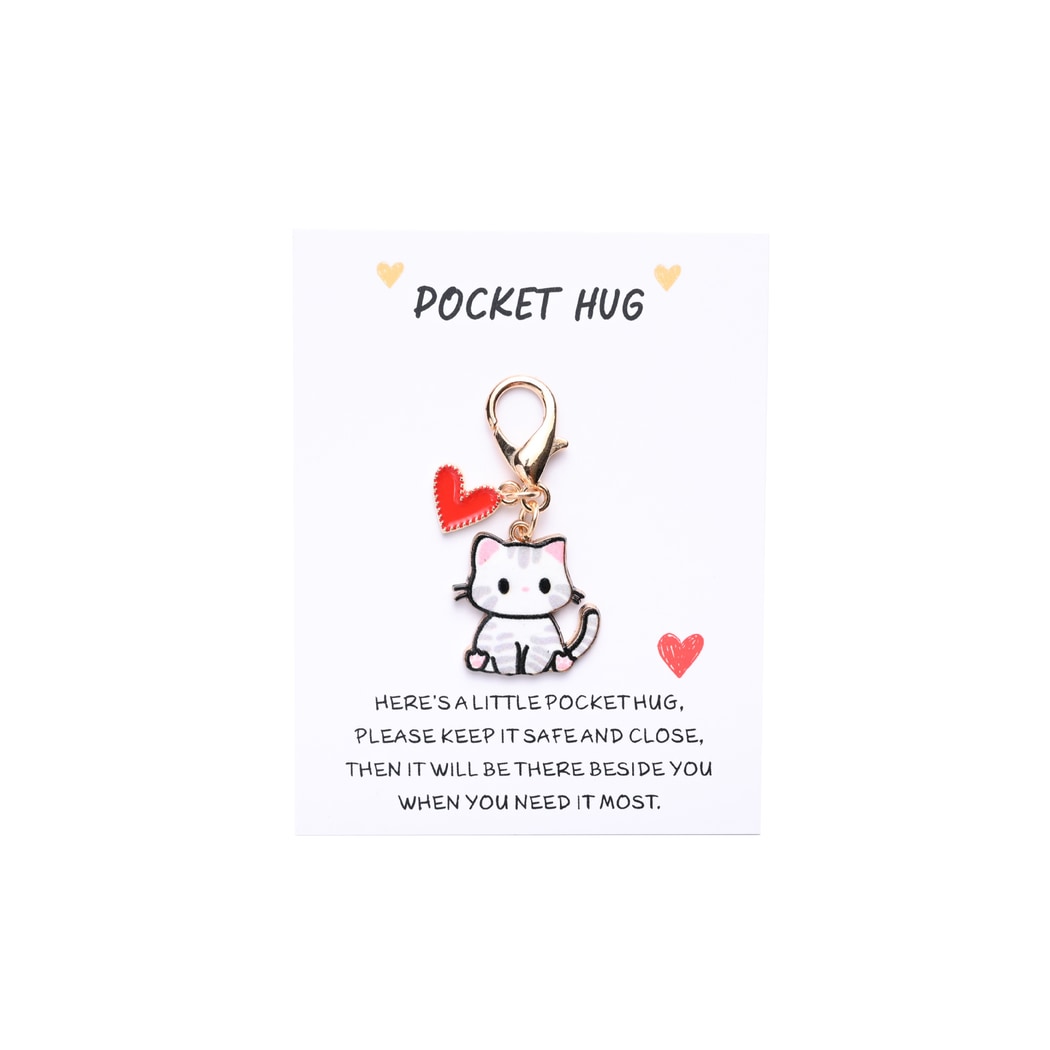 Taphug - Pocket Hug Cute Cat and Heart Keychain
