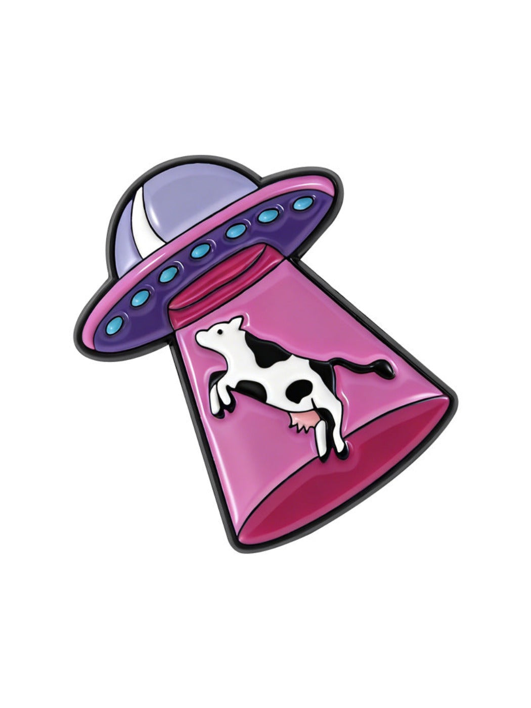 Pinori - Alien Spaceship Cow Brooch