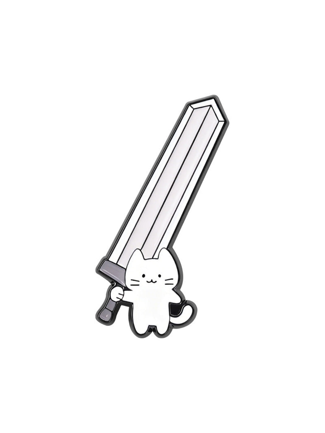 Pinori cat brooch with a quirky fighting cat figure on a plain background