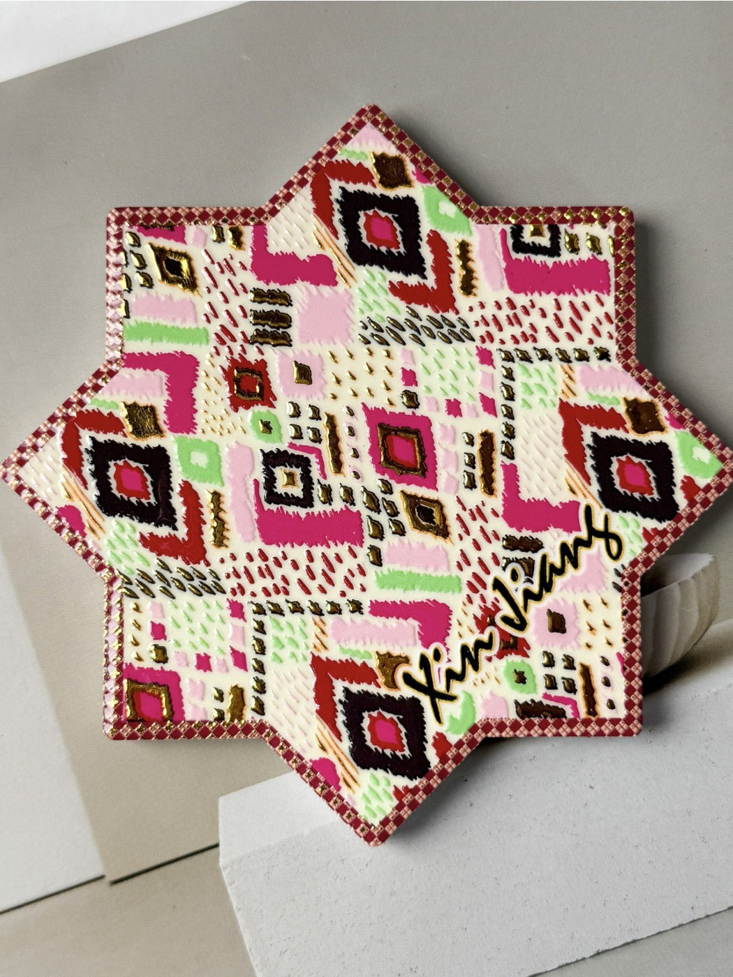 Thimara - Bohemian Aesthetic Octagonal Star  Ceramic Coaster