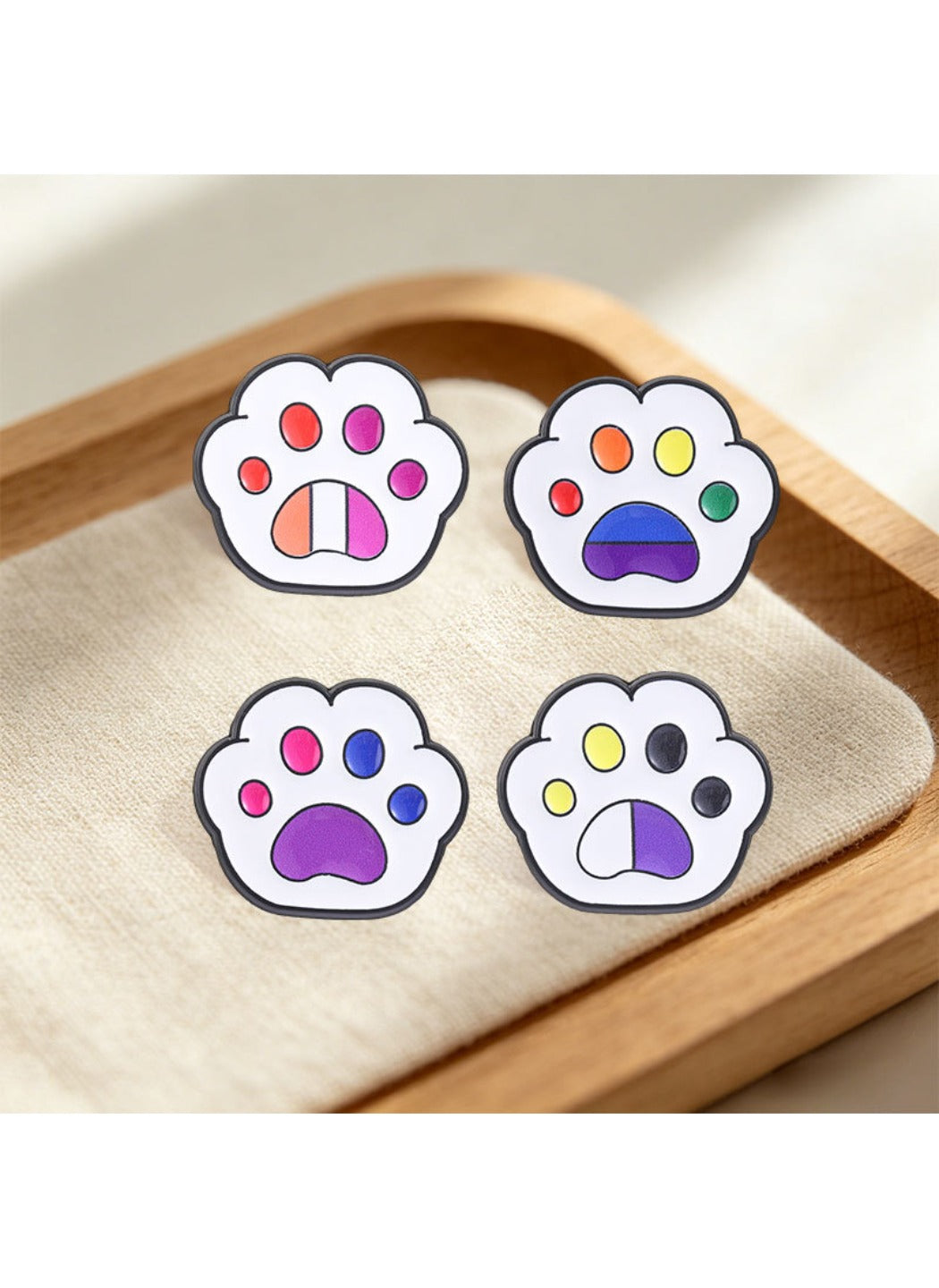 Pinori - Cat Paw Brooch Badge, Cute Cartoon Colorful Paw Pin
