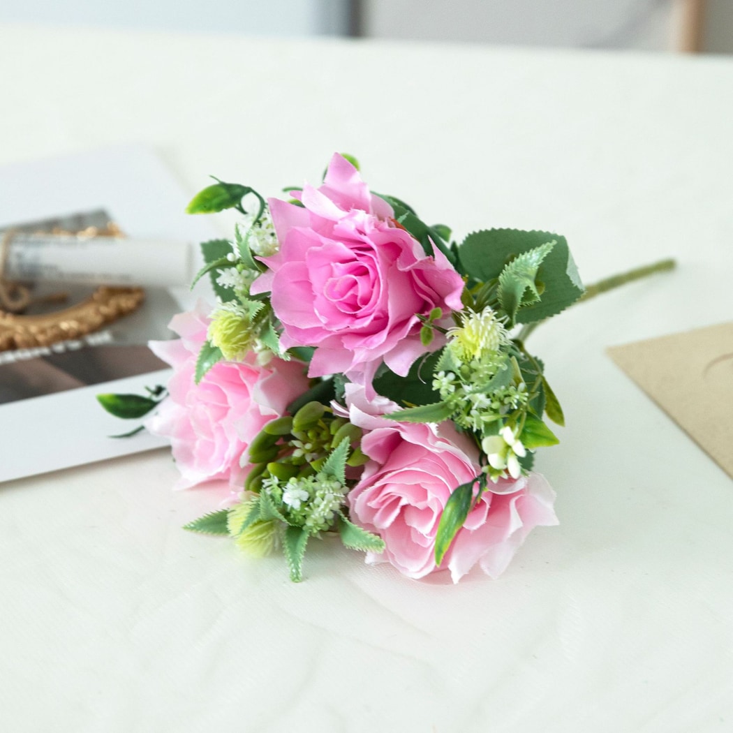 Roselle - Rolled Edge Rose Artificial Flowers Bouquet