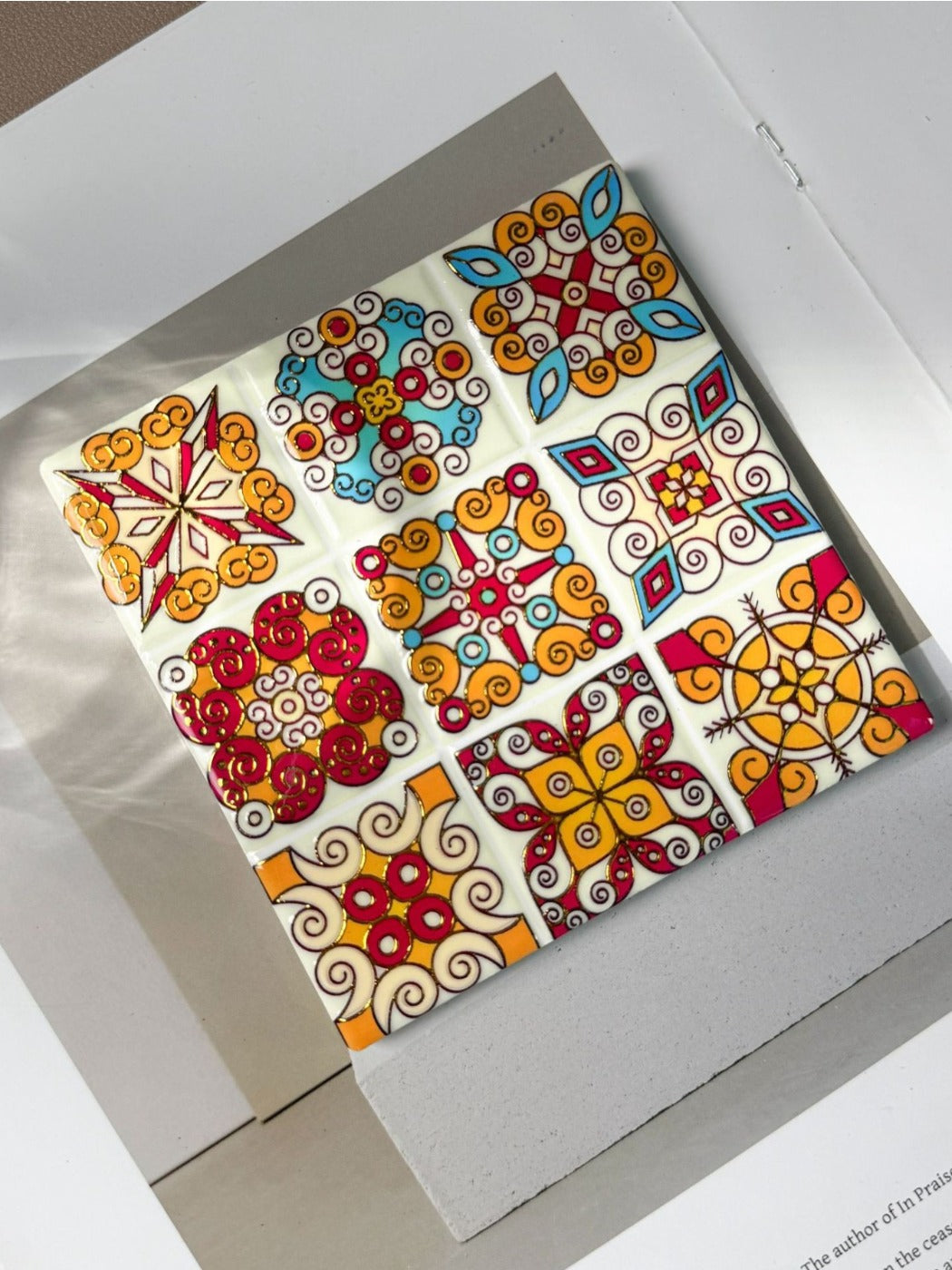 Thimara - Vintage Grid Floral Embossed Coasters