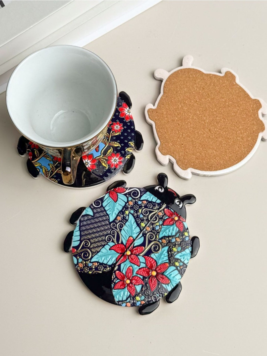 Thimara - Bohemian Style Cute Ladybug Heat Resistant Melamine Coaster
