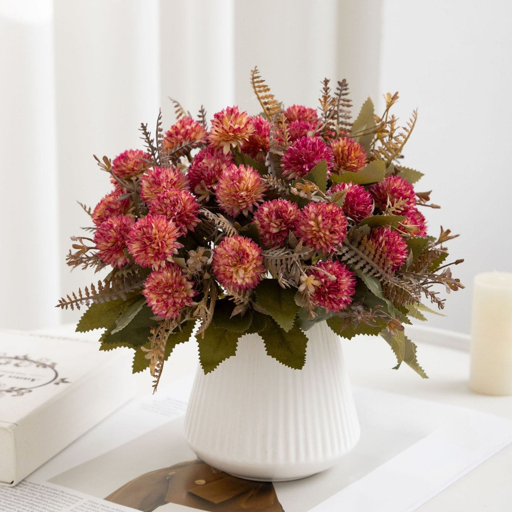 Roselle - Layered Artificial Ball Chrysanthemums Bouquet
