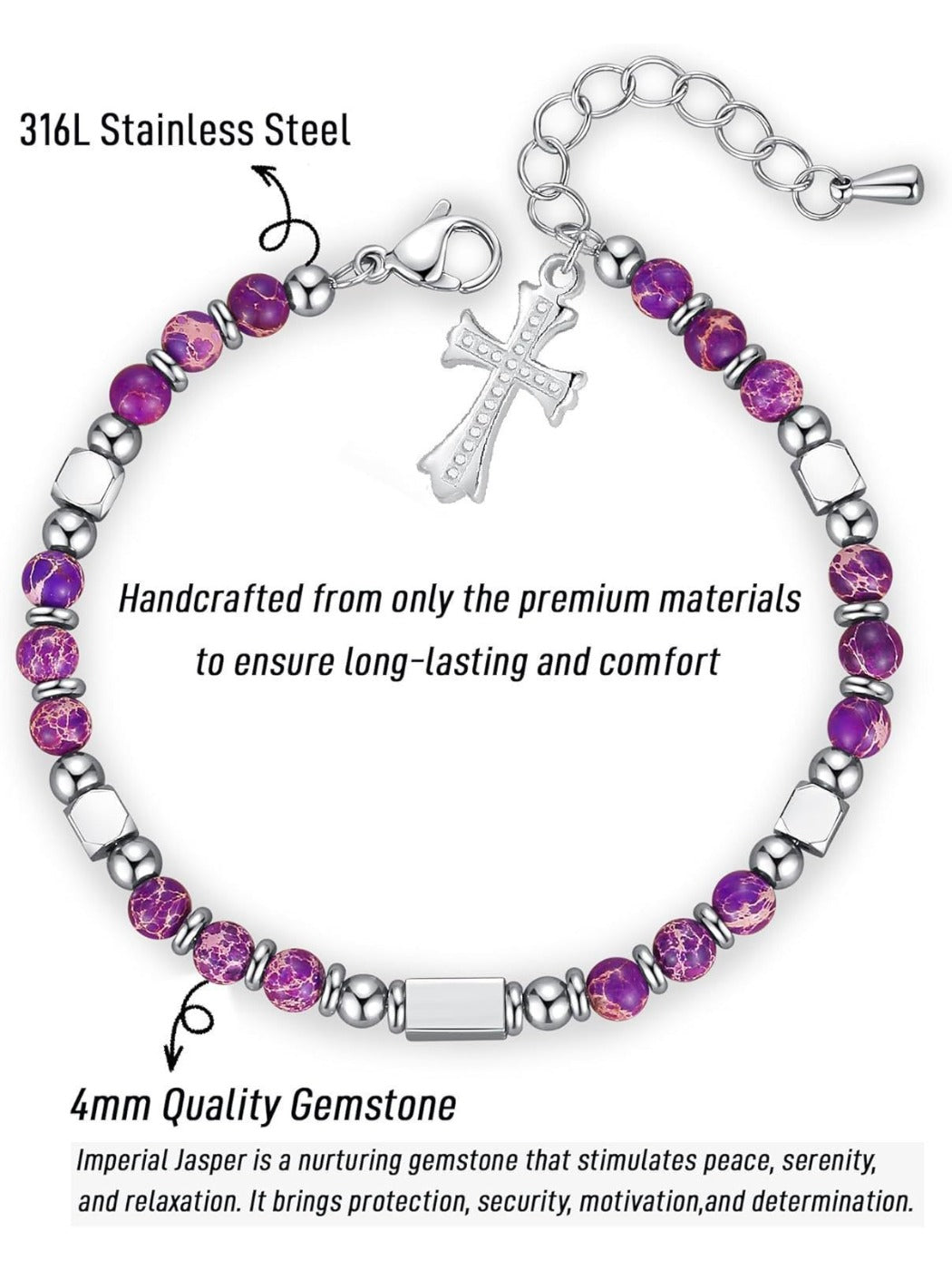 Emora bohemian bracelet with card placed on a rustic fabric background