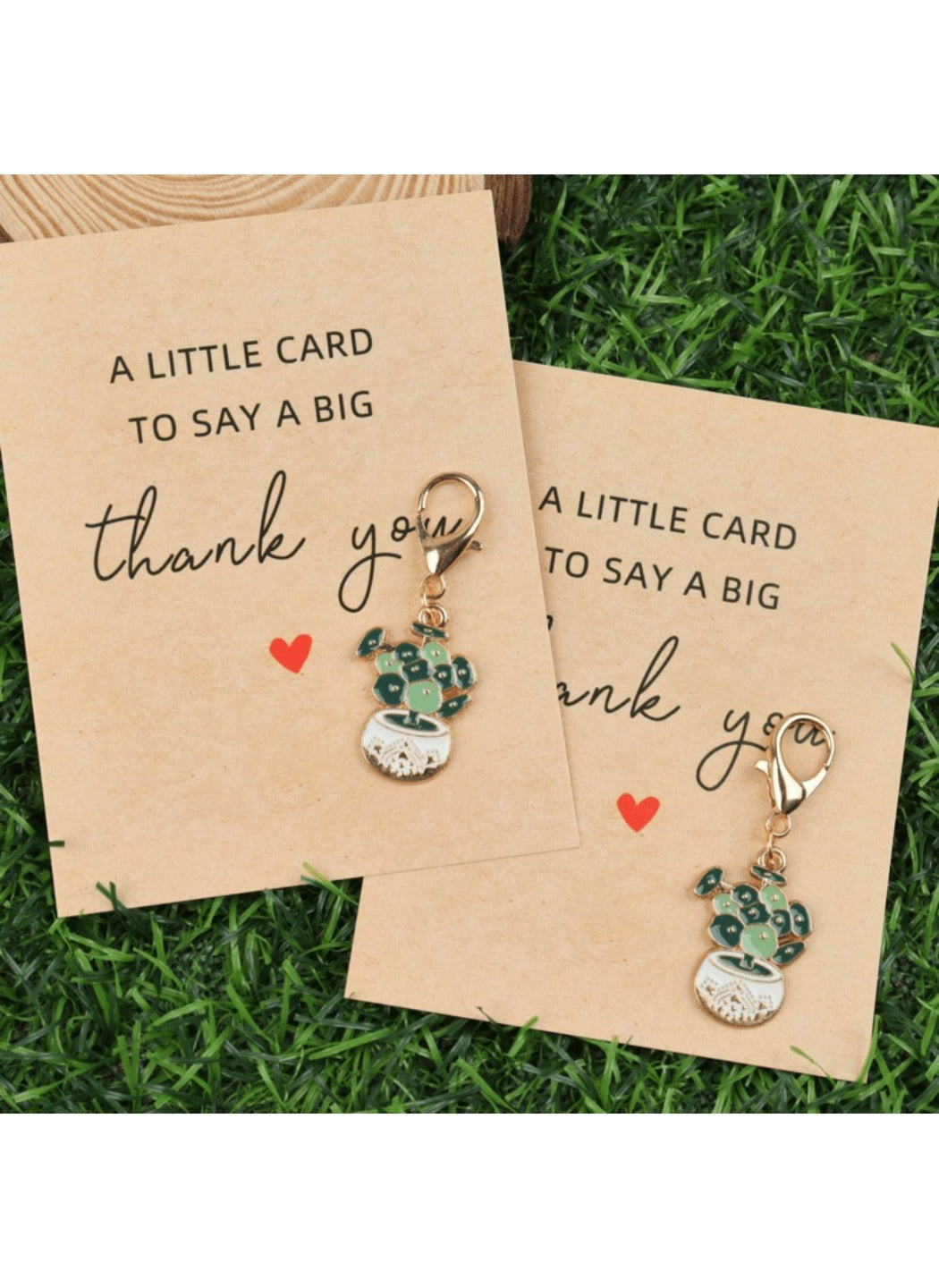 Taphug  - Alloy Thank You Card Cute Plant Keychain Pocket Hug