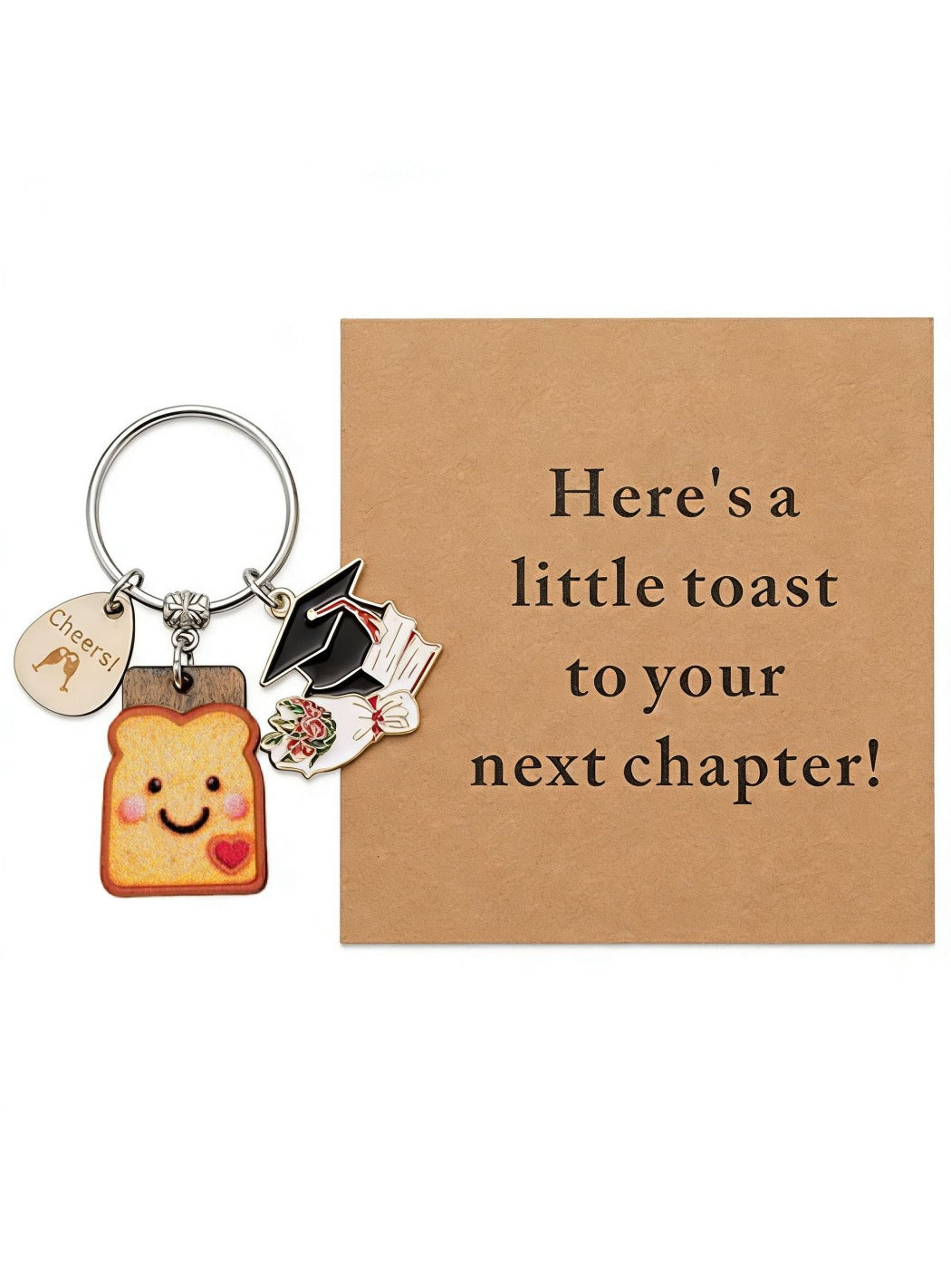 Taphug graduation keychain featuring a resin charm shaped like a bread cookie