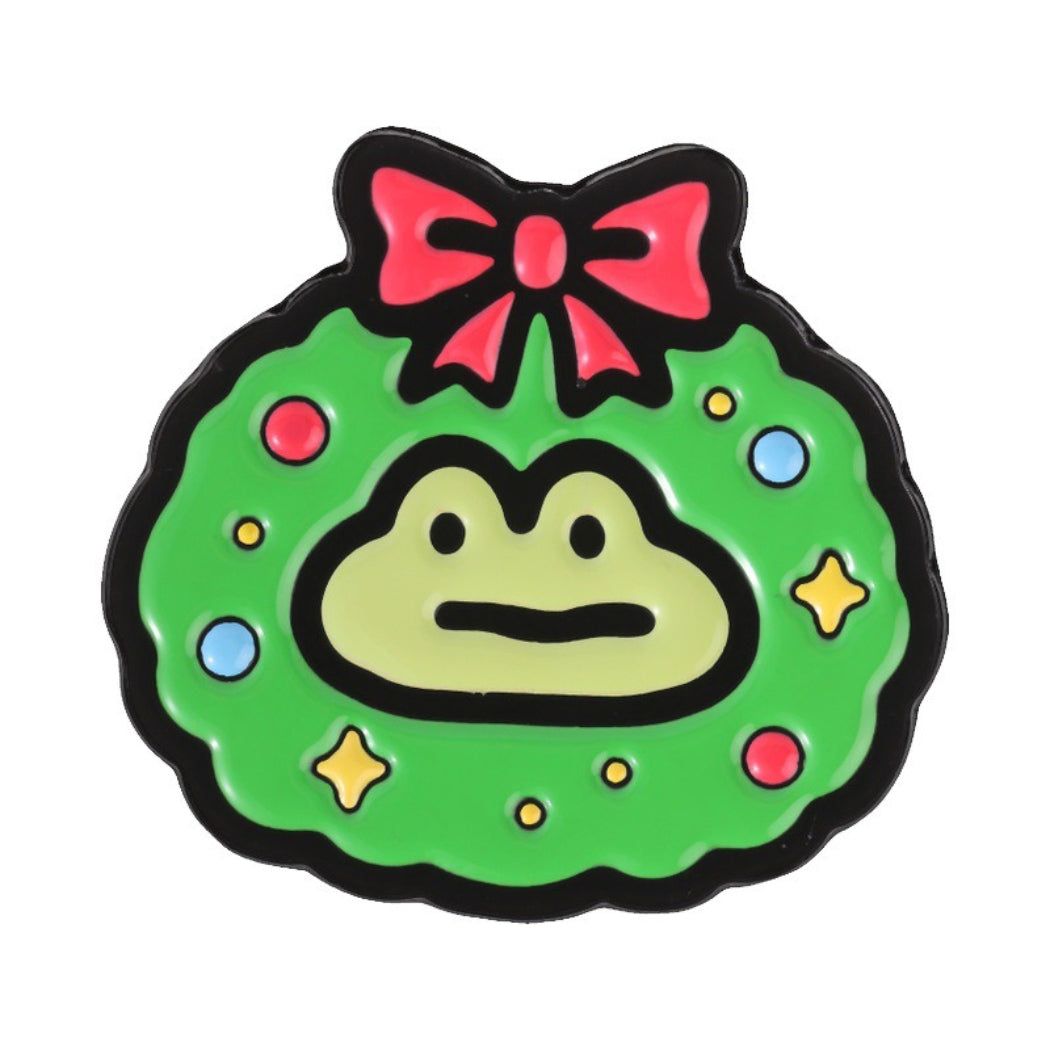 Pinori Frog Christmas Brooch Set