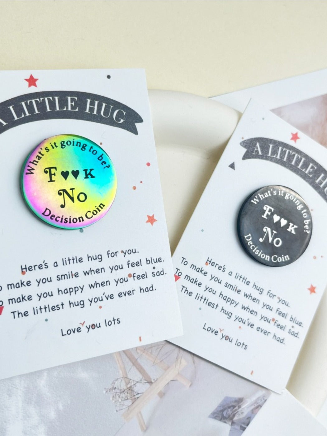 Taphug - Unique Pocket Decision Coin with Double Sided pocket hug card and keepsake token view 4