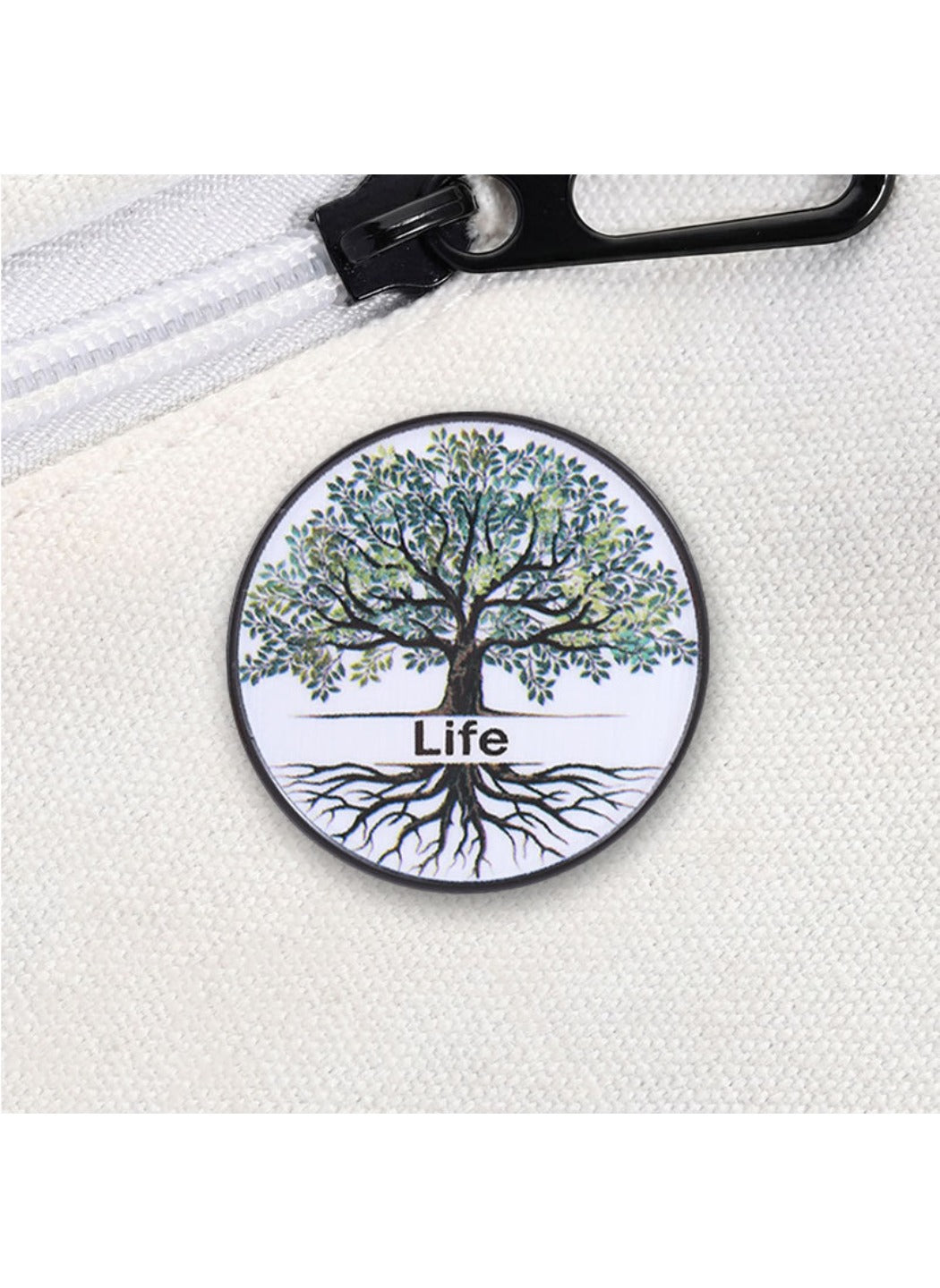 Pinori - Cute Cartoon Tree of Life with Life Text & White Circle Pin