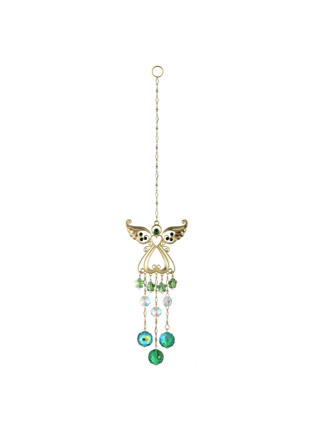 Somnia Angel Wing Crystal Sun Catcher hanging near a window with sunlight