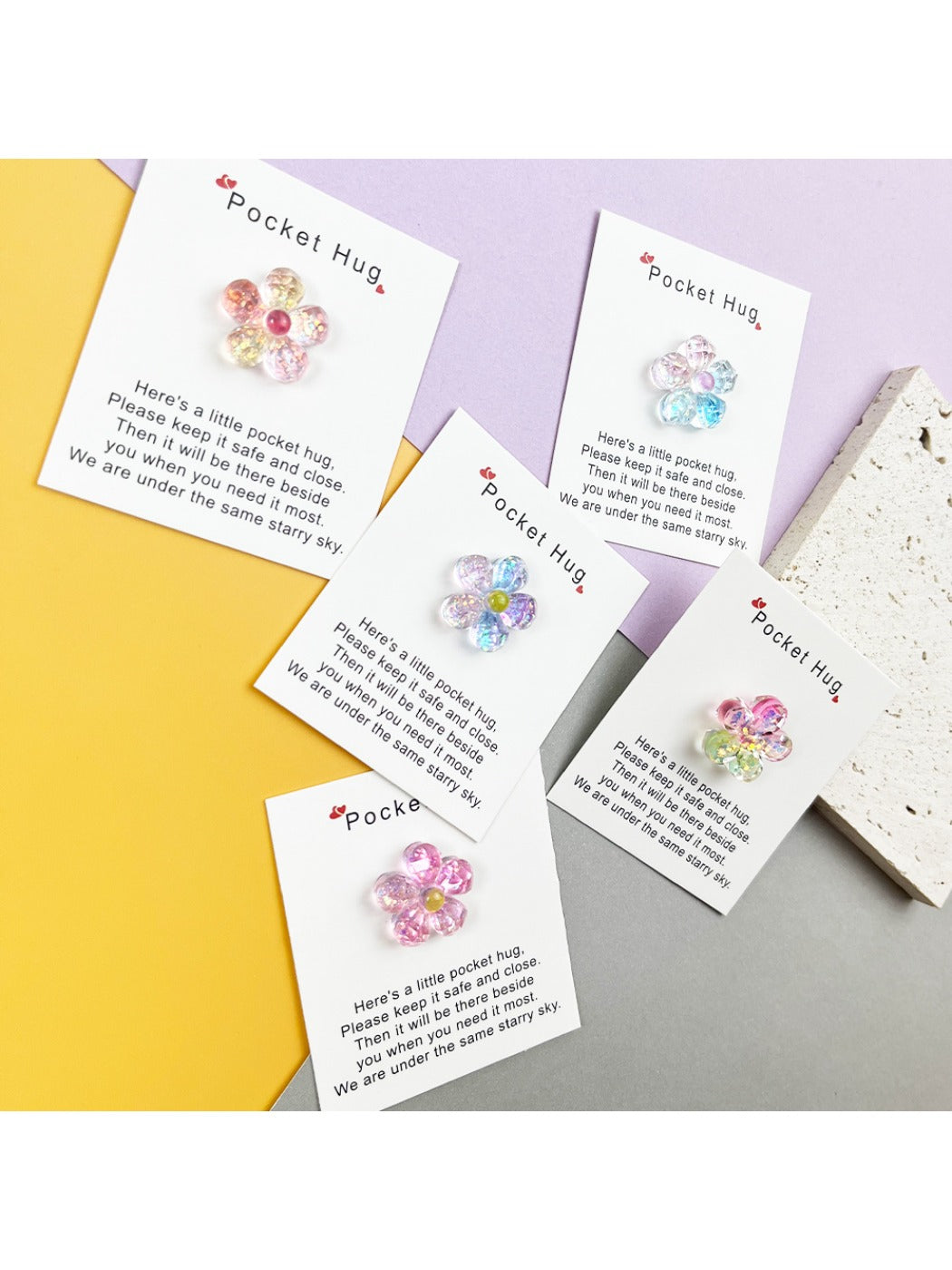 Taphug - Pocket Hug Gradient Flowers pocket hug card and keepsake token view 4