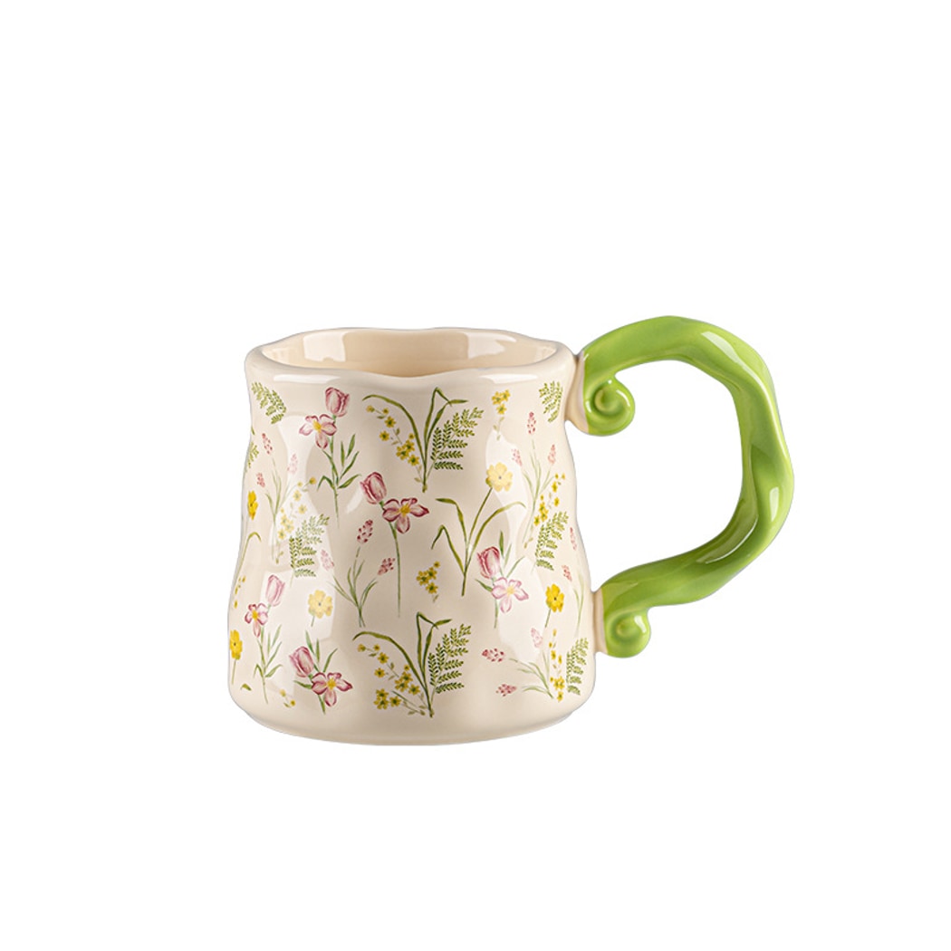 Mivora - Floral Print Vine Design Handle Coffee Mug
