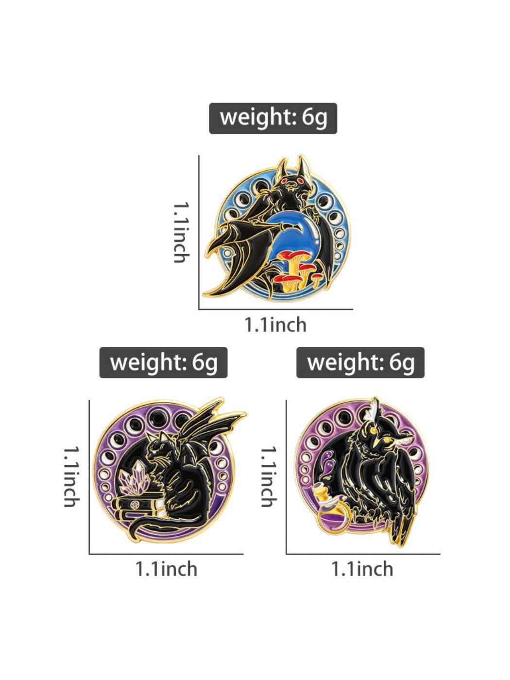 Pinori - Gothic Dark Animal Brooch