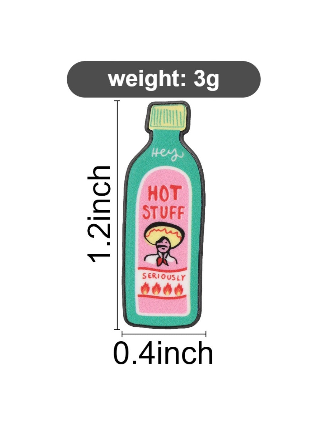 Pinori - Cute Retro Funny Hot Sauce Bottle Badge Pin