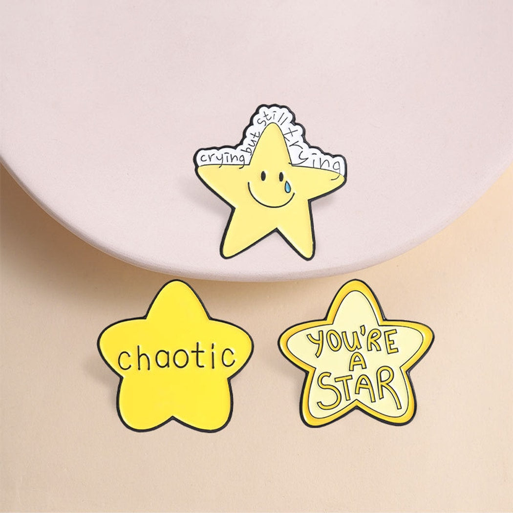 Pinori - Painted Finish Yellow Star Brooch Pin