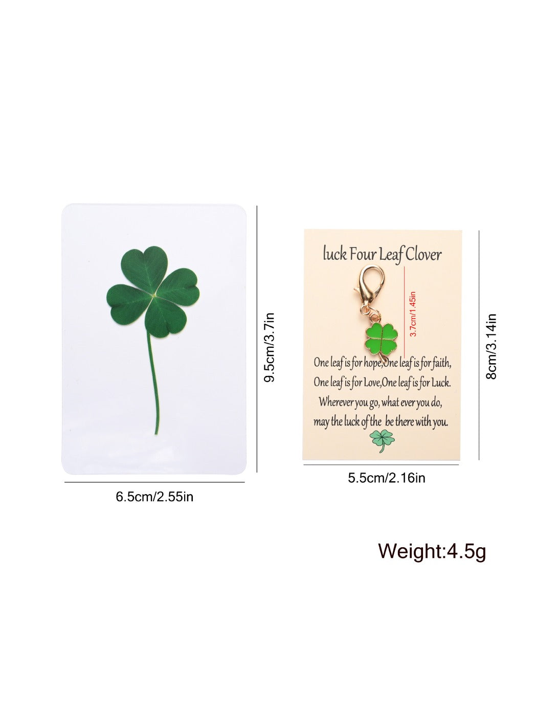 Taphug - Leaf Clover Keychain for Good Luck