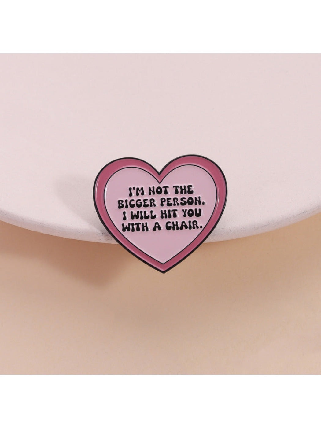 Pinori - Funny Heart Shaped Text Pin Brooch