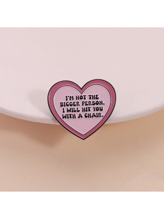 Pinori - Funny Heart Shaped Text Pin Brooch