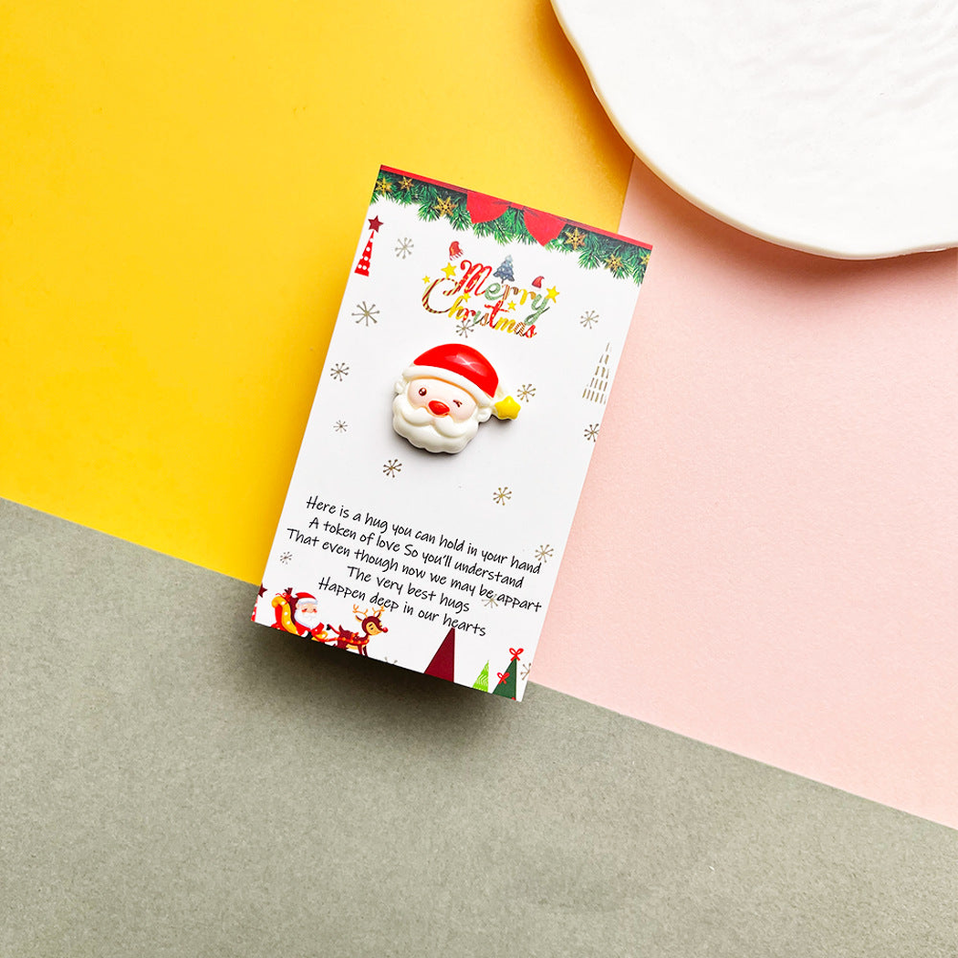 Santa face pocket hug on a Christmas message card
