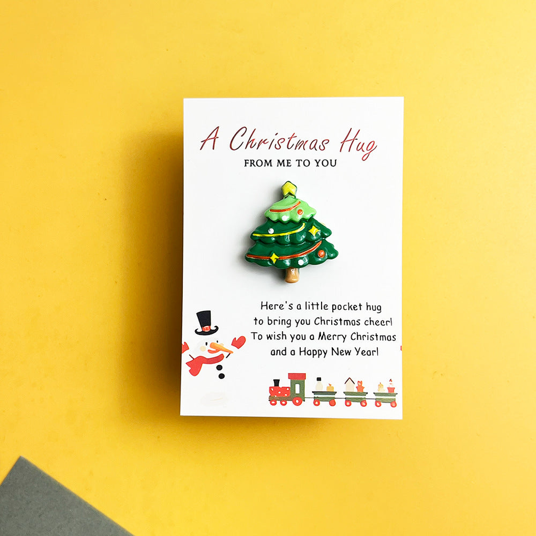 Decorated Christmas tree pocket hug on a message card