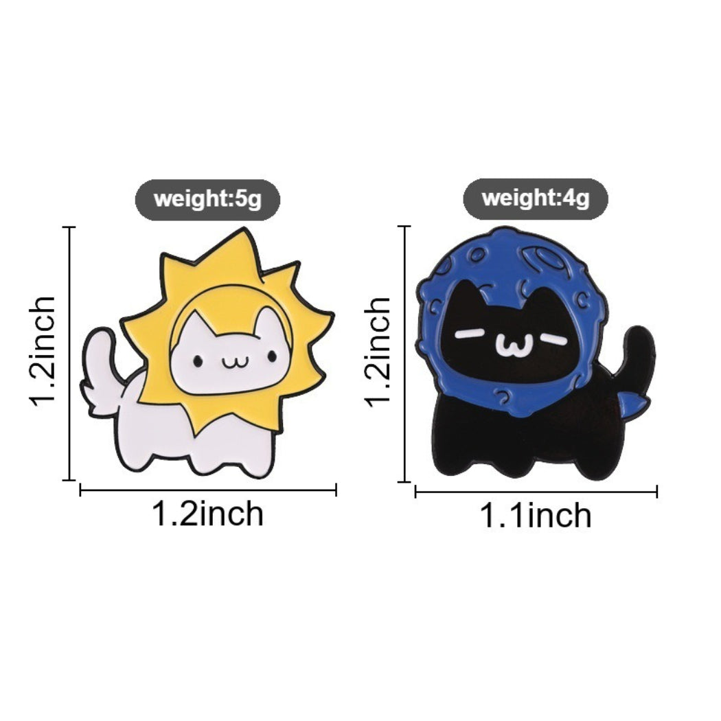 Pinori Cat and Sun Enamel Pin Set