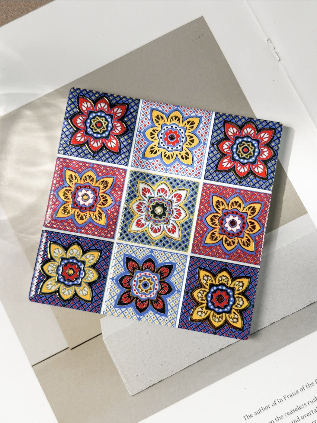 Thimara - Vintage Grid Floral Embossed Coasters