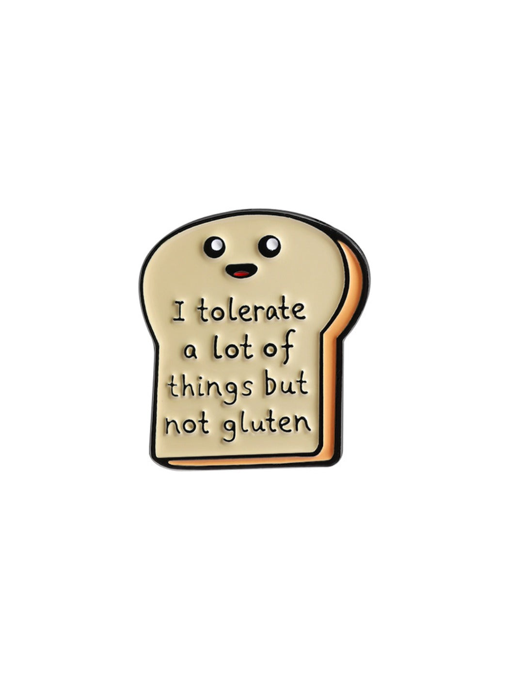 Pinori cute bread cartoon pin in packaging with branding