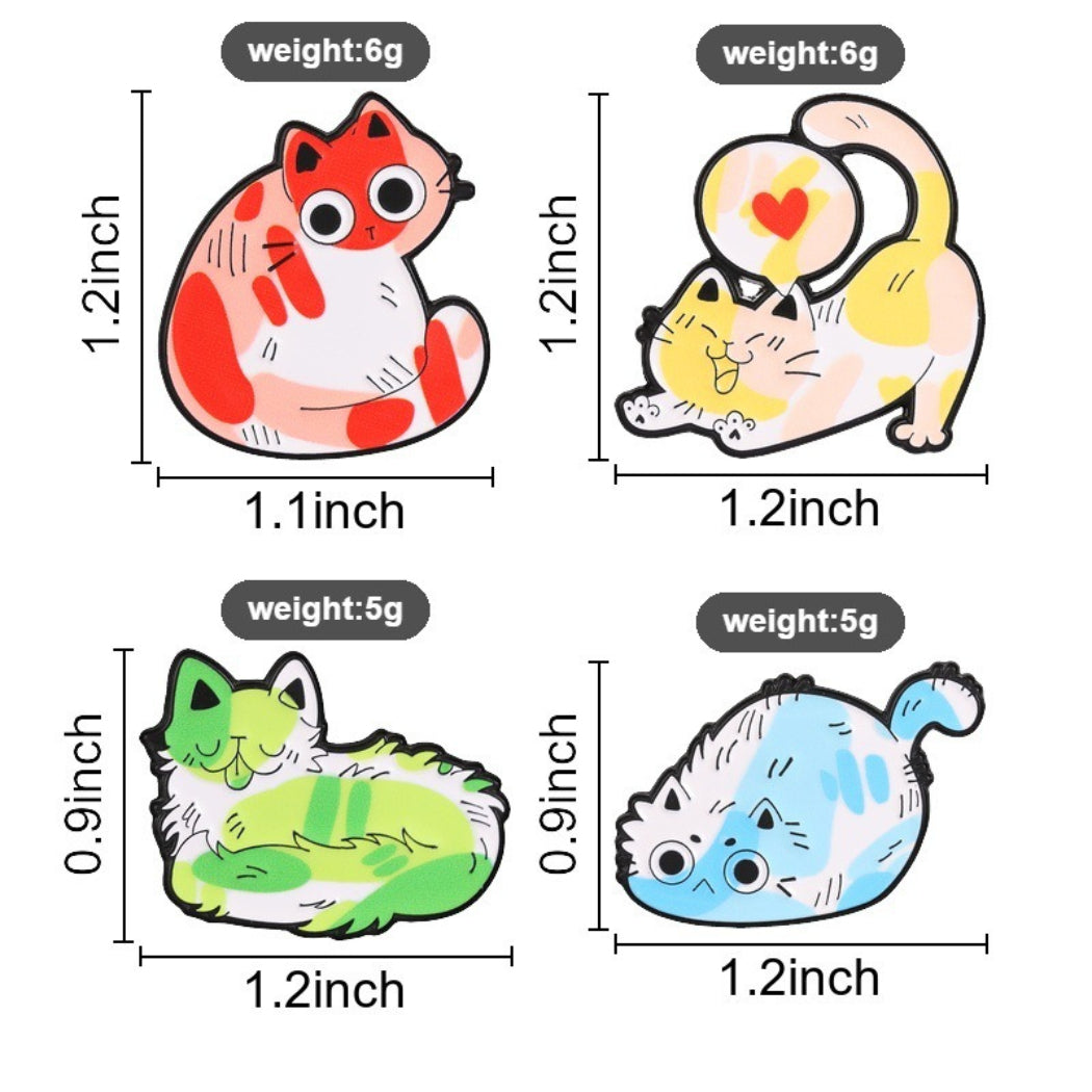 Pinori Colorful Cat Enamel Pin Set