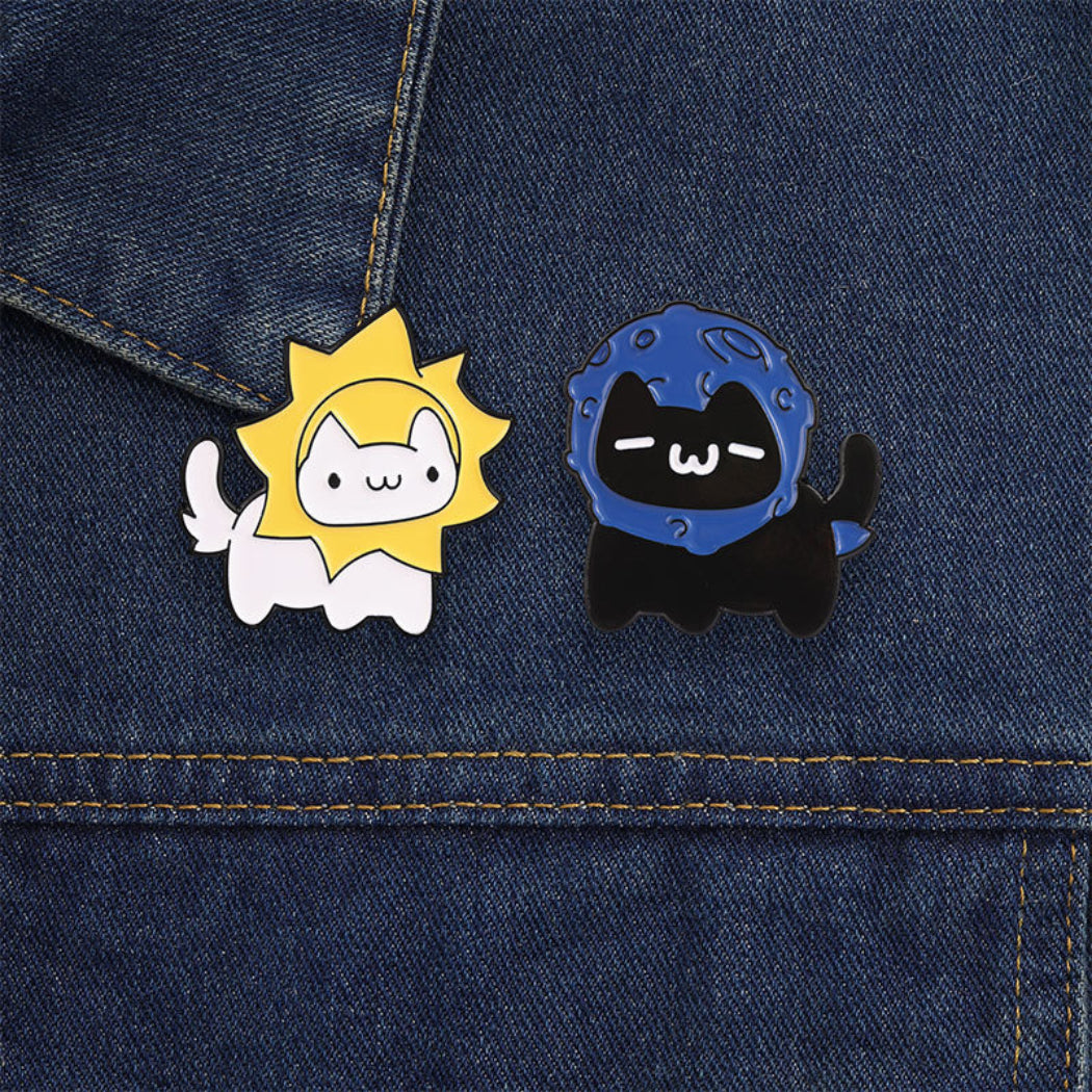 Pinori Cat and Sun Enamel Pin Set