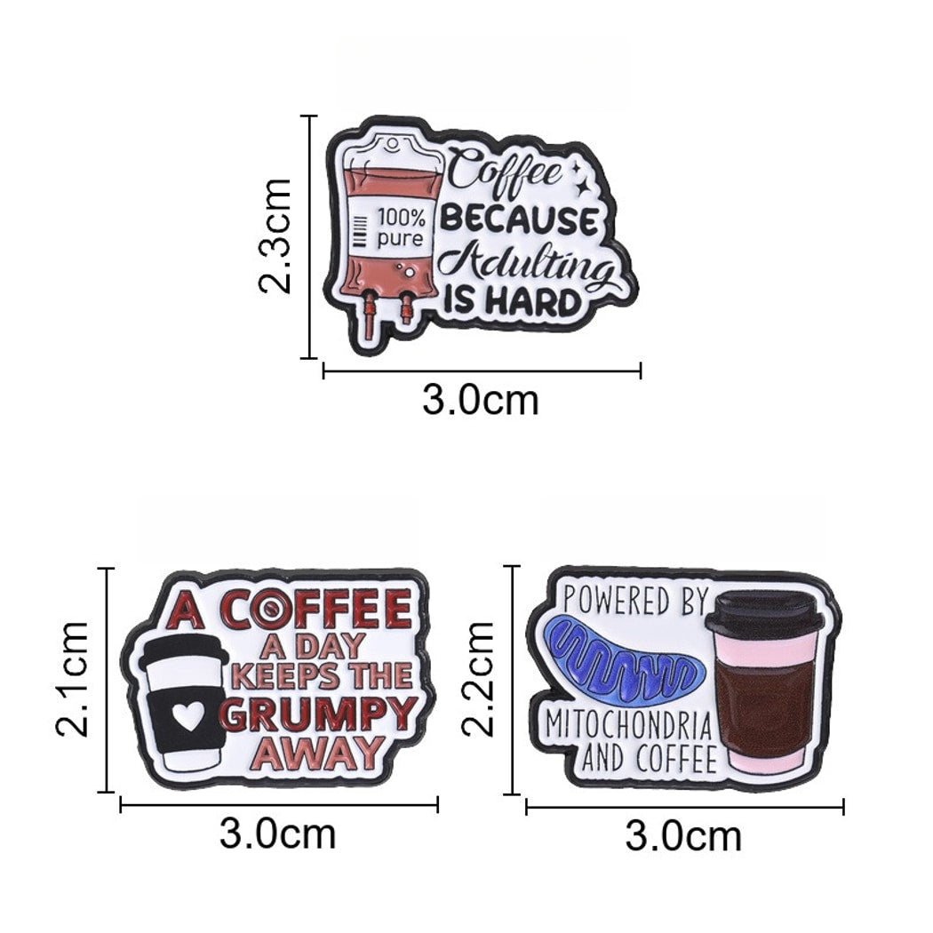 Pinori - Funny Coffee Letter Decorative Lapel Brooch