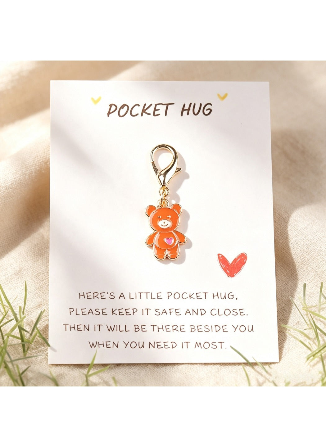 Taphug  - Alloy Pocket Hug Card Heart Bear Keychain