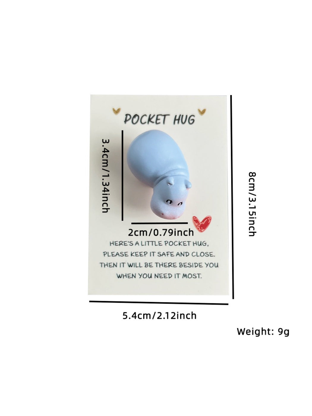 Taphug Pocket Hug hippo plush toy with visible smiling expression